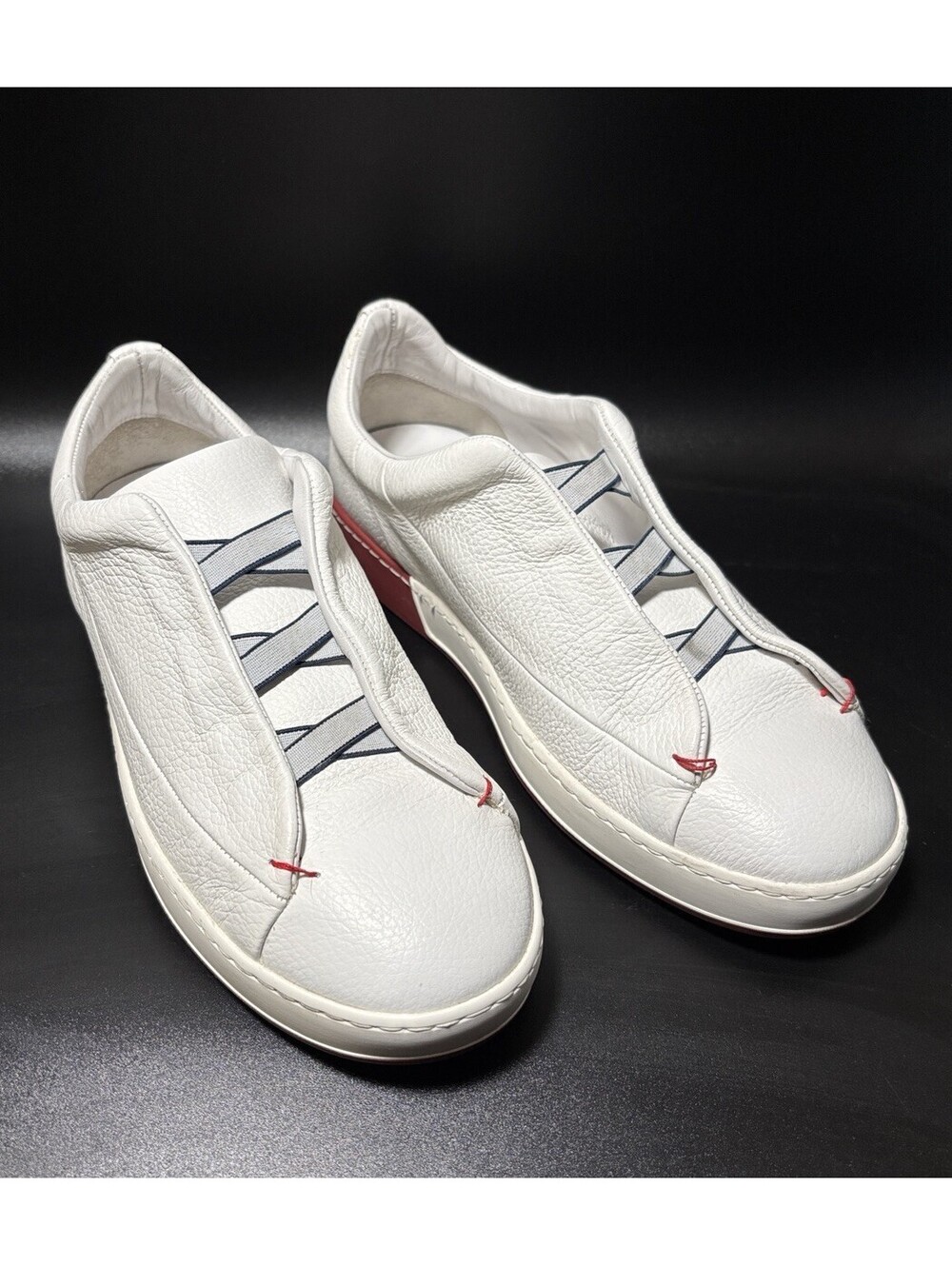 Bacco Bucci Pinto White Calfskin Leather Sneakers Shoes Size 9.5 Italy